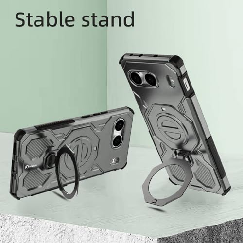 Image of KARWAN Tough Shockproof Armor Back Case Cover Compatible with Oneplus Nord 4 with 360 Degree Rotation Magnetic Attraction Ring, Holder Heavy Duty Rugged Cover with MagEaze Wireless Charging (Grey)