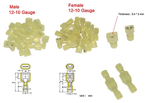 Cofufu 240 Pcs Fully Insulated Male/Female Spade Wire Crimp Quick Disconnects Wire Terminals Connector Set