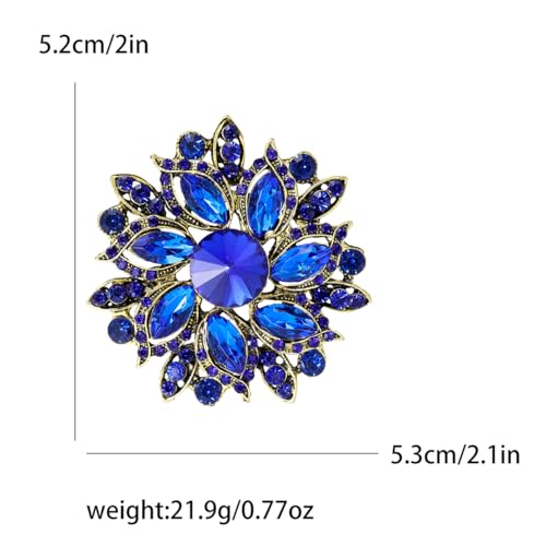 Image of Rhinestone Flower Brooch for Women Vintage Crystal Flower Brooch Pin Elegant Clothing Hat Bag Accessories Christmas Birthday Party Wedding Costume Jewelry