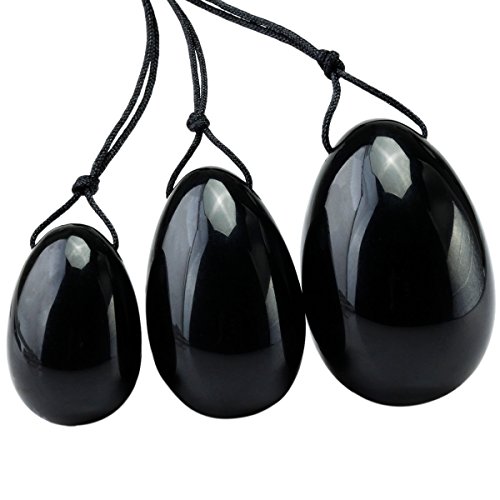 mookaitedecor Obsidian Yoni Eier Set mit 3 Größen, Kristall Yoni Ei Massage Steine für Frauen zum...