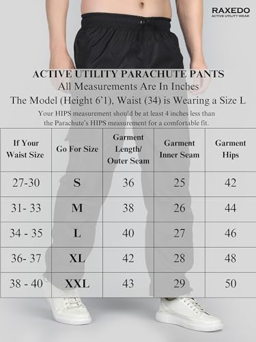 Image of Men's Water-Resistant Parachute Pants | Mens Bottom Wear | Cargo Pants for Men | Korean Pants for Man | Baggy Trackpants | Lightweight Multi-Pocket Utility Fit - Freedom to Move & All-Day Comfort