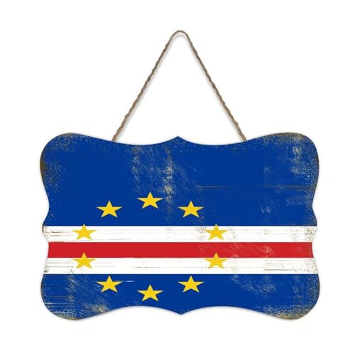LYMNERS Vintage Cabo Verde National Flag Wooden Sign with Funny