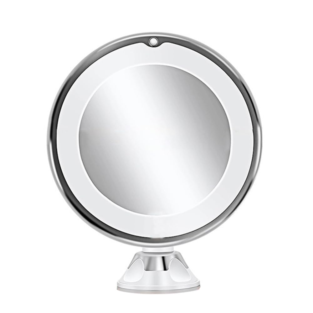 FOME Makeup Mirror, 10x Magnifying Makeup Mirror with Touch Control LED Light,360 Degree Rotating Arm and Powerful Locking Suction Cup for Home, Bathroom Vanity, and Travel