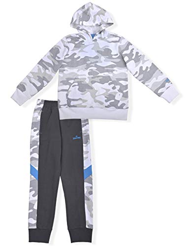 Spalding Boy’s Ninja Hoodie and Jogger Pant Set with Built in Face Gaiter, White Camo, Size 10 12