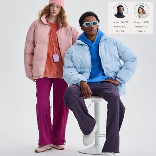 Image of TeenFighter Winter Casual Puffer Jacket for Man and Women - Unisex Quilted Baggy Long Sleeve Zip Down Jackets Outerwear
