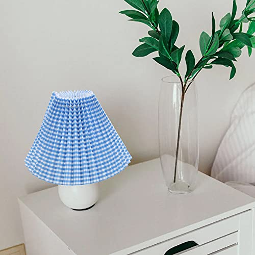 Cloth Lampshade Chandelier Lamp Shade Floor Wall Ceiling Bedside Lamp Shade Blue Pleated Grid Grain Rustic Lamp Cover for Living Rooms Offices Home Decor - Image 4