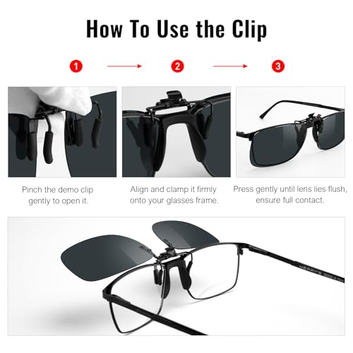 Image of MERRY'S Polarized Clip on Sunglasses Flip Up Metal Clip Attachments for Prescription Glasses