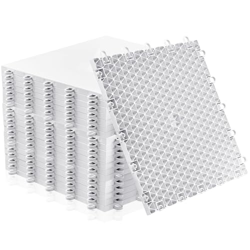 Fabbay 10 Pack Dryland Synthetic Ice Tiles for Hockey Floor Mat 12 x 12 Squares Hockey Training Equipment Board for Shooting Outdoor (White)