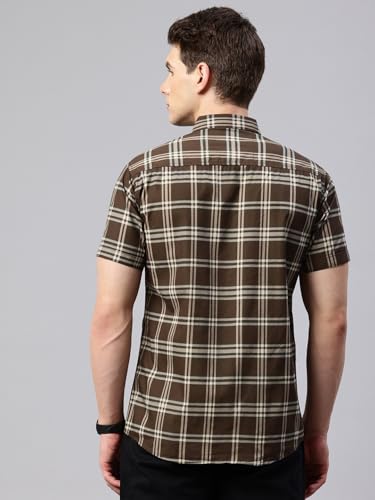 Image of Majestic Man Slim Fit Short Sleeve Checked Pure Cotton Casual Shirt