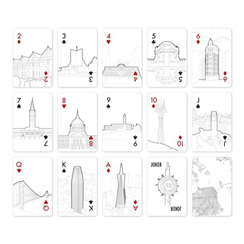 Skyline Chess - San Francisco Playing Cards, Black and White, 8.9x5.7cm