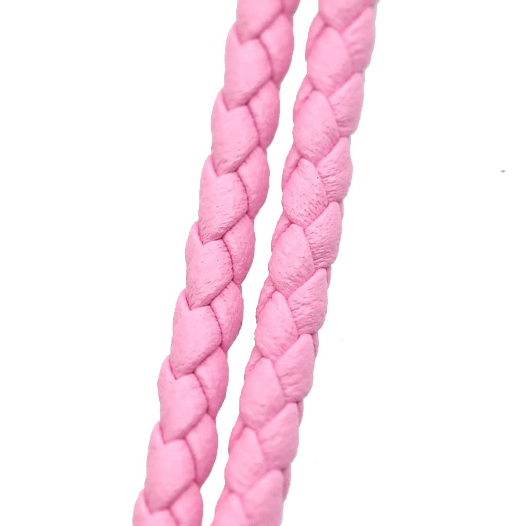 Cordon tressé en cuir pour bracelet DIY style bohème rose de 3mm