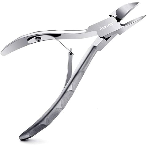 Auxmir Nagelzange Nagelschere Kopfschneider für Starke Fußnägel und Fingernägel mit Schutzkappe, Premium Nagelknipser aus Edelstahl mit Scharfem und Glattem Schnitt, Rostfrei, Silber Cover