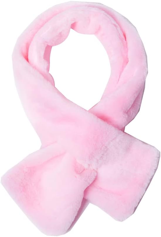 Women's Faux Fur Collar,MoreChioce 90cm Winter Warm Faux Fur Scarves Soft Neck Warmer Elegant Faux Fur Scarf Wrap Collar for Cold Winter,Pink