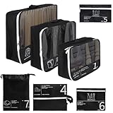TEUYOE 7 cubos de embalaje, cubos de embalaje multifuncionales para maletas, para equipaje de mano, mochila, bolsa de lona, bolsa de mano, bolsa de viaje y bolsa de escapada de fin de semana (negro)