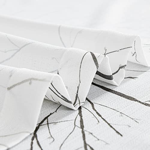 Collact Living Room Curtains Tree Branch Curtains Grey On White Floral Curtains 63 Inches Long Window Treatment Drapes For Dining Room Bedroom Farmhouse Retro Rustic Curtains 2 Panels Set Grommet Top #TOP5