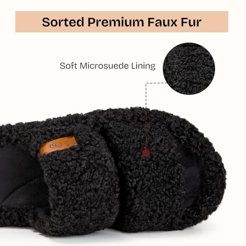 everfoams womens fuzzy open-toe slippers soft comfy memory foam indoor house shoes