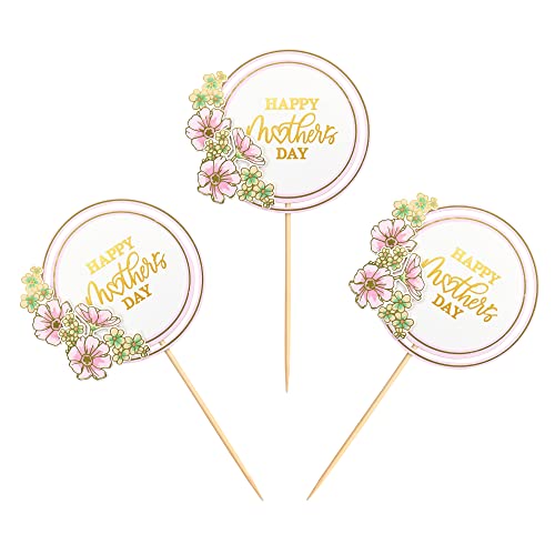 Ercadio 1 Pack Happy Mother's Day Cake Topper With Flowers Round Happy Mother's Day Cake Pick Elegant Mother's Day Cake Toppers For Mother's Day Theme Party Cake Decorations Supplies #TOP5