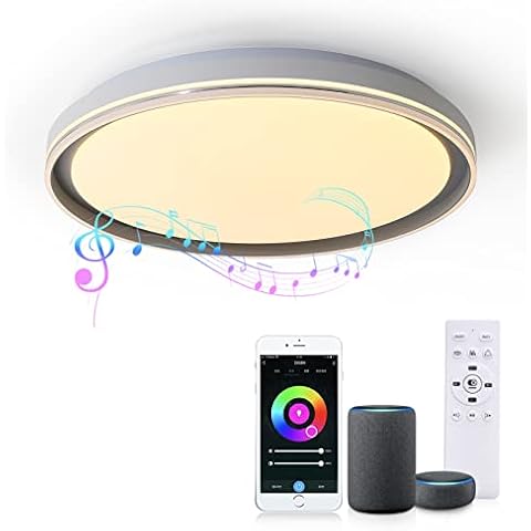 ASALL Smart LED Music Ceiling Light,with Remote Control Bluetooth Speaker RGB Dimmable,15.74 inch 36W,WiFi App Compatible with Alexa Google Home,Suitable for Bedroom, Living Room and Children's Room Cover