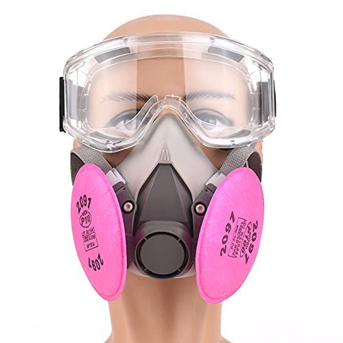 lifcasual Respirador reutilizável com meia máscara facial com filtro 2091 P100 meia capa facial com