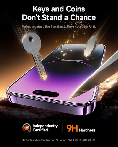 Image of SMARTDEVIL 2 Pack for iPhone 14 Pro Max Screen Protector, 9H Hardness Military Grade Shatterproof, HD Clear Tempered Glass with Auto Dust-Elimination, Bubble Free, Easy Installation, Case Friendly