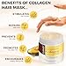 Collagen Hair Treatment Mask, Deep Repair Conditioning Hair Mask with Collagen, Maca, Avocado Oil for All Hair Types, 7.4 FL OZ