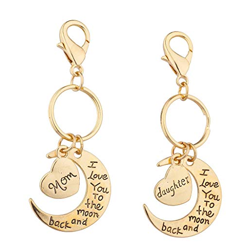 Lux Accessories Goldtone Mom n Daughter I Love You to The Moon and Back Keychain