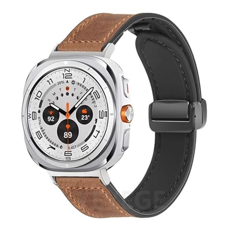 Bracelet en cuir et silicone pour Samsung Galaxy Watch Ultra 47mm bicolore White Black
