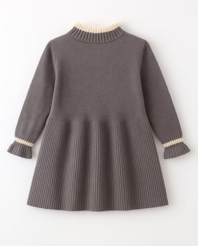 Image of Bold N Elegant Girls Winter Woolen Sweater Dress with Ruffles & Bow | Full Sleeve Woolen Warm Dress for Infant Toddler Baby Girls