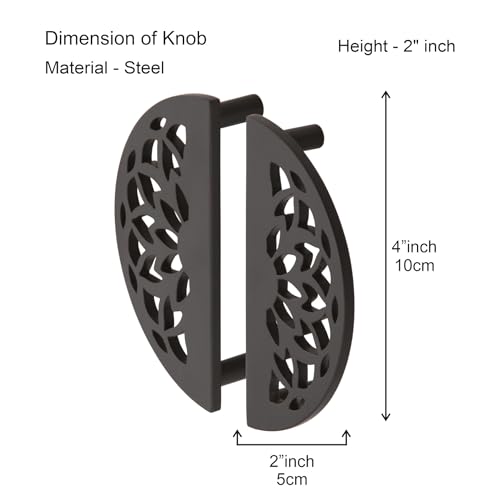 Image of COMPASS Stainless Steel Lotus Cabinet Knobs, Drawer Pulls, Knobs for Dresser Drawers, Drawer Knobs Handle, Kitchen Knobs (Jet Black Finish) Pack of 8 pcs