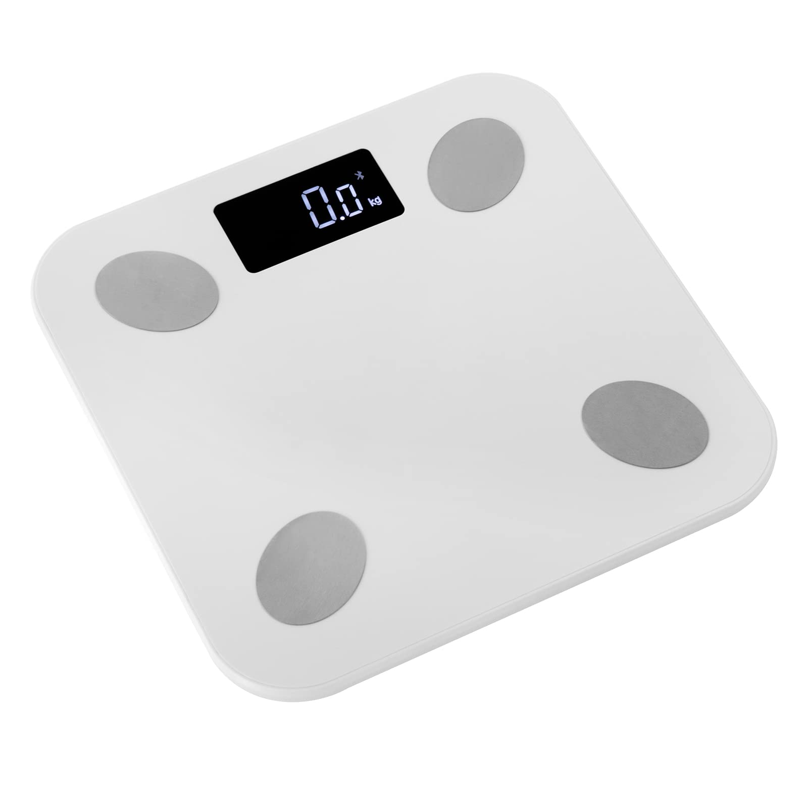 Biała cyfrowa waga łazienkowa, waga do pomiaru tkanki tłuszczowej BMI cyfrowa waga i analizator składu ciała, do salonu, sypialni, gabinetu, studia fitness 26 x 26 cm