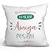 Cojín 40x40 cm para Amiga - En Español - Gracias Mejor Familia - 11 oz - Regalo Original y Divertido
