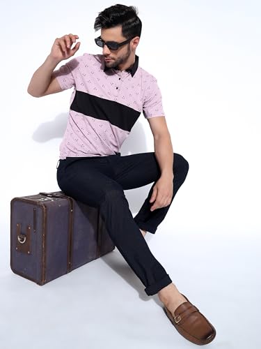 Image of Honky Tonky Men's Regular Fit Polo Neck Half Sleeve Printed Casual T-Shirt | Polo T-Shirt for Men