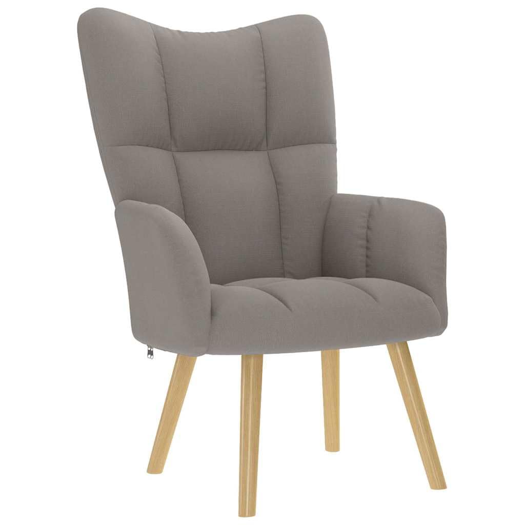Poltrona relax in tessuto tortora con imbottitura in schiuma, struttura in legno e metallo, braccioli e schienale, 61,5 x 69 x 95,5 cm, per soggiorno, salotto, angolo degli ospiti, comoda e