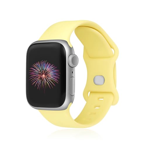 Image of Sport Bands Compatible with Apple Watch Band 38mm /40mm /41mm /42mm /44mm /45mm /49mm Women Men,Soft Silicone Strap Compatible with iWatch Ultra2 /Ultra Series10 /9 /8 /7 /6 /5 /4 /3 /2 /1 /SE Ginger Yellow