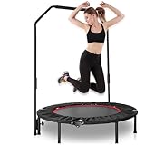 Faltbares Fitness-Trampolin mit verstellbarem Handlauf, unterstützt bis zu 180 kg, ideal für Indoor/Outdoor-Workouts und Rebounding-Übungen
