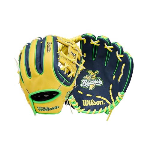 Wilson 2026 A450 Bananas 11" Infield Baseball Glove - Right Hand Throw, Yellow/Navy/Neon Green