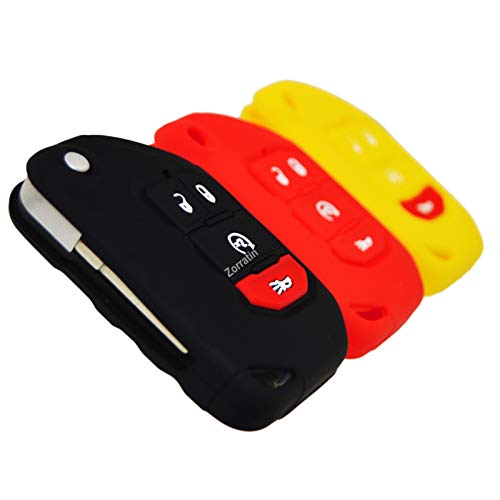 Image of Silicone Remote Key Fob Case Covers Protectors for Jeep Wrangler Rubicon 392 JL JLU Wagoneer Gladiator JT Flip Fold Remote