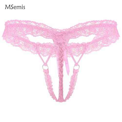 MSemis Men's Lace Sexy Jockstrap T-Back Underwear Tanga Hollow Out Sissy Crossdress Panties Lingerie2