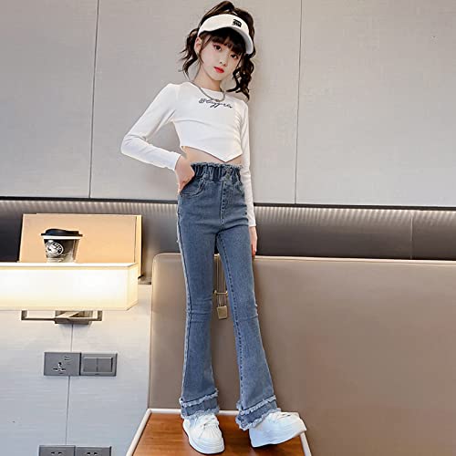 Little Girls Flared Jeans Children Elastic High Waisted Casual Trousers Stretch Bell Bottom Denim Pants4