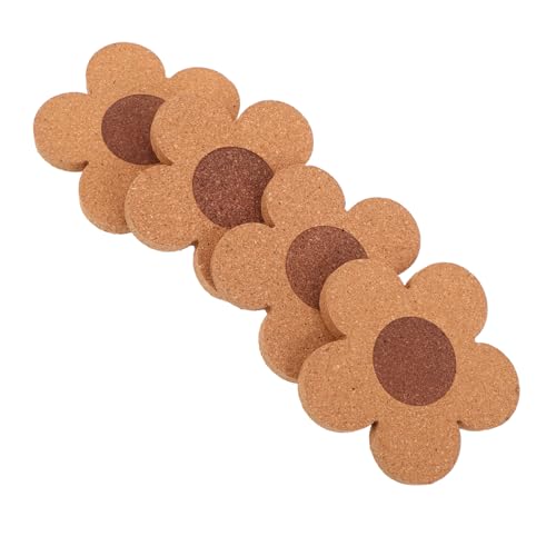 DIYEAH 4pezzi Sottobicchieri in Sughero Forma Fiore Resistenti Al Calore Antiscivolo Per Decorare Tavolo Da Pranzo Cucina Tavolino