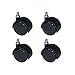 EMUCA 2037817 Lot de 4 roulettes pivotantes à Double Roue sans Frein pour Meuble, diamètre 40mm, avec Boulon M8x12mm et roulement à Billes, Noir