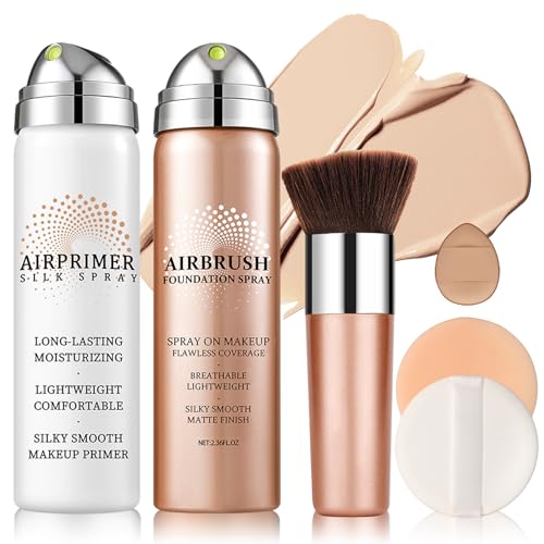 QIUFSSE Magic Minerals Airbrush Foundation Spray and Primer for Face Before Makeup,Waterproof...