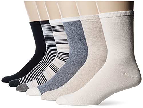 Amazon Essentials Women's Casual Crew Socks, 6 Pairs, Navy Heather/Black/White, 6-9 #TOP15
