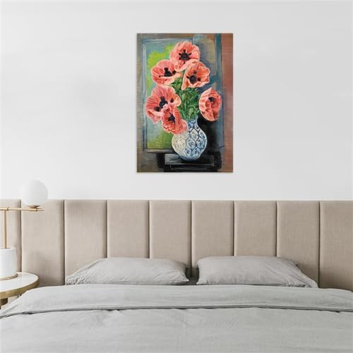 Tableau abstrait fleurs roses impression sur toile deco salon 60x90 - 5