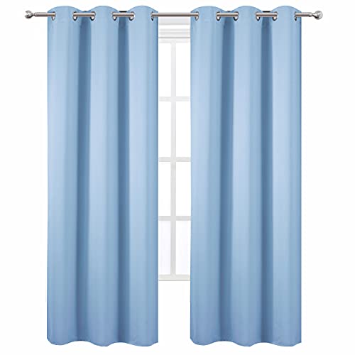 Image of LEMOMO Sky Blue Thermal Blackout Curtains /38 x 84 Inch /Set of 2 Panels Room Darkening Curtains for Bedroom