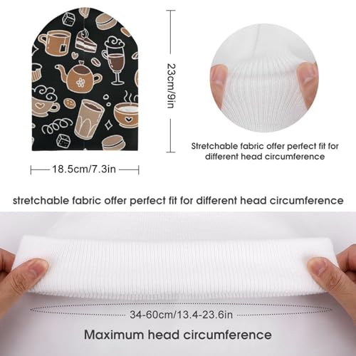 Cartoon Coffee Pattern Kids Beanie Hat for for Girls Boys Children Cap Winter Knitted Chemo Cancer Headwear Accessories Gifts Decoration2