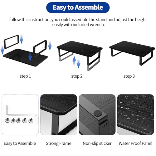 Image of BESIGN MS01 Monitor Stand Riser, Height Adjustable Laptop Stand, Computer Monitor Stand for Monitor, Computer,Laptop,Printer (Black)