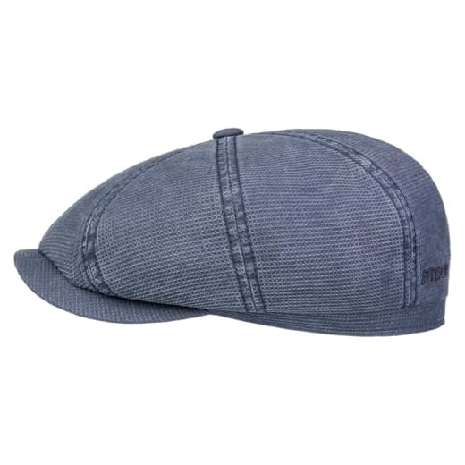 Stetson Hatteras Cotton Flatcap Melange UV Protection 40+ Lightweight Cap Men Summer Spring Blue XXL (62-63 cm)