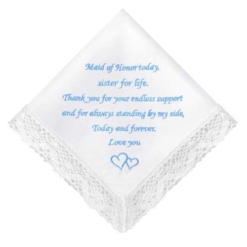 Image of HOULIFE Wedding Handkerchiefs for Bride Something Blue Bride Groom Gift