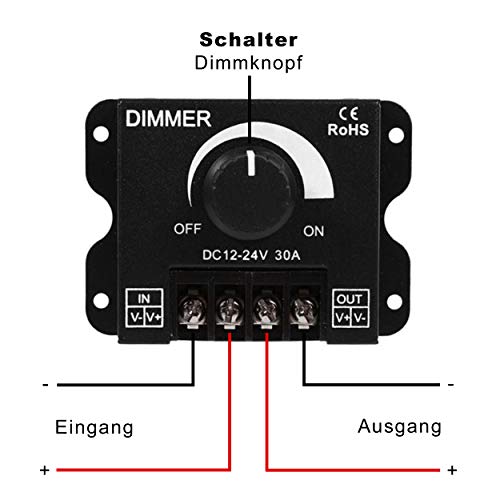 LED Dimmer / Switch Rotary Dimmer 12 V DC Voltage for All Dimmable LED Bulbs (Dimmer 30 A Black), Dimmer 30a Black - Image 2